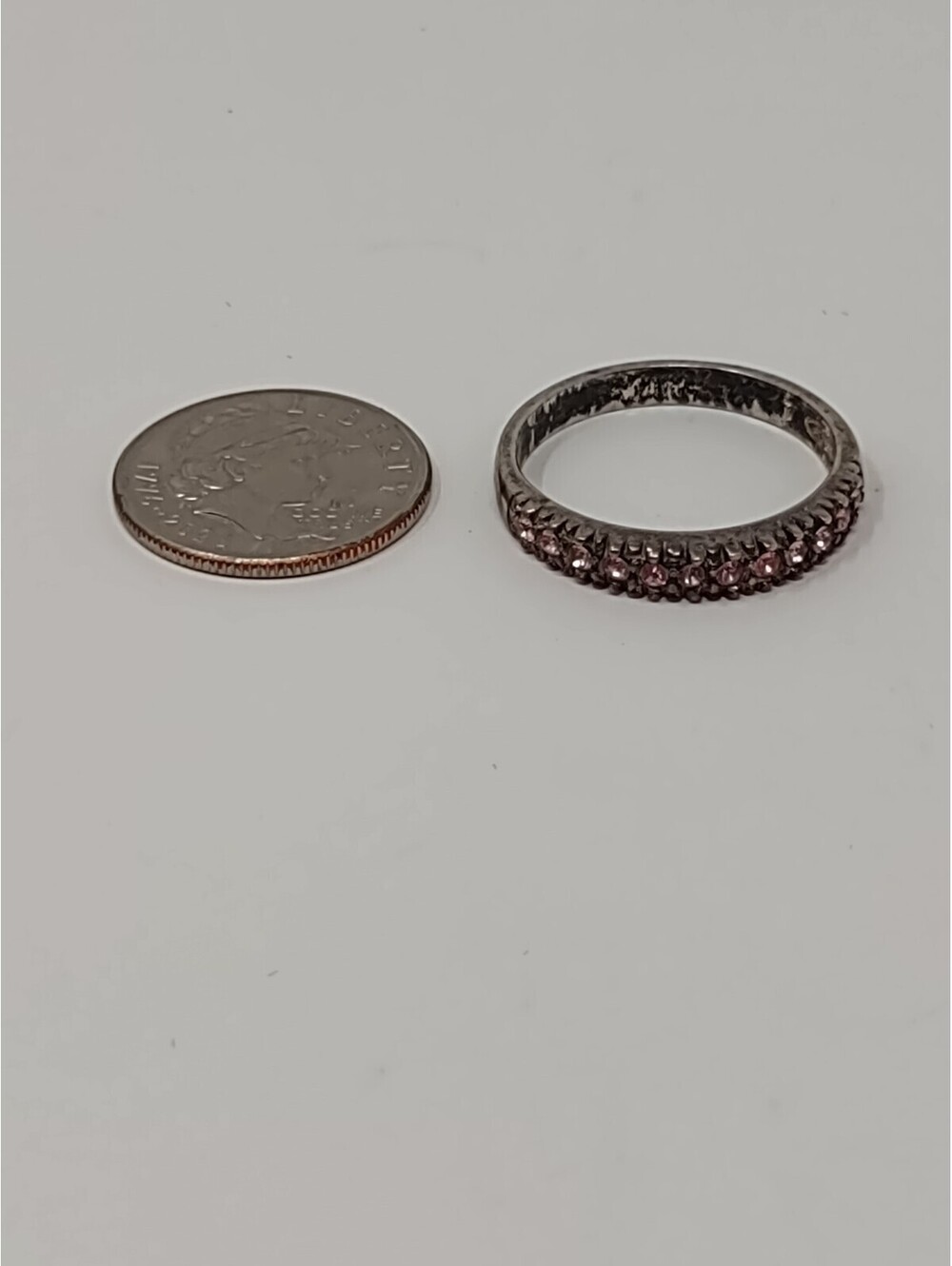 Avon Sterling Silver 925 Pink CZ Eternity Band Ring Sz 7 - Picture 4 of 8